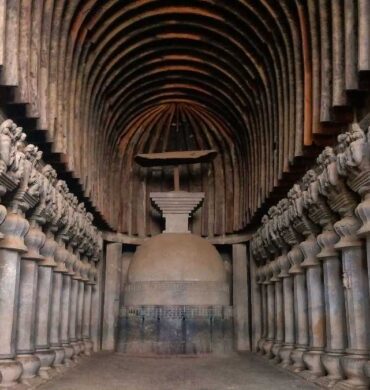 Discovering the ancient beauty of Karla Caves, showcasing intricate rock-cut architecture from centuries past.